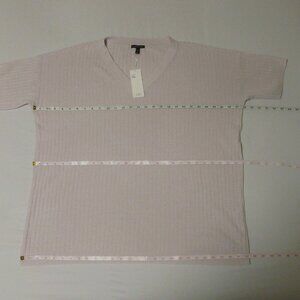 Eileen Fisher L XL V-neck Oversized Tunic Ceramic Rib Organic Linen Cotton NWT